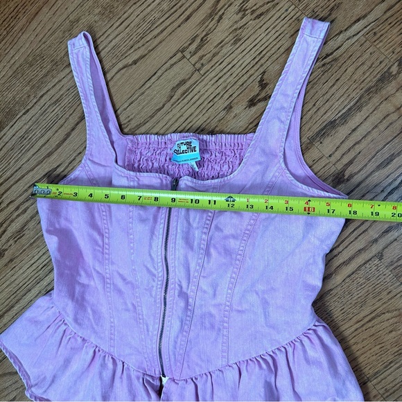 Future Collective | Pink Denim Corset Sleeveless Top Limited Edition Size L - Picture 12 of 13